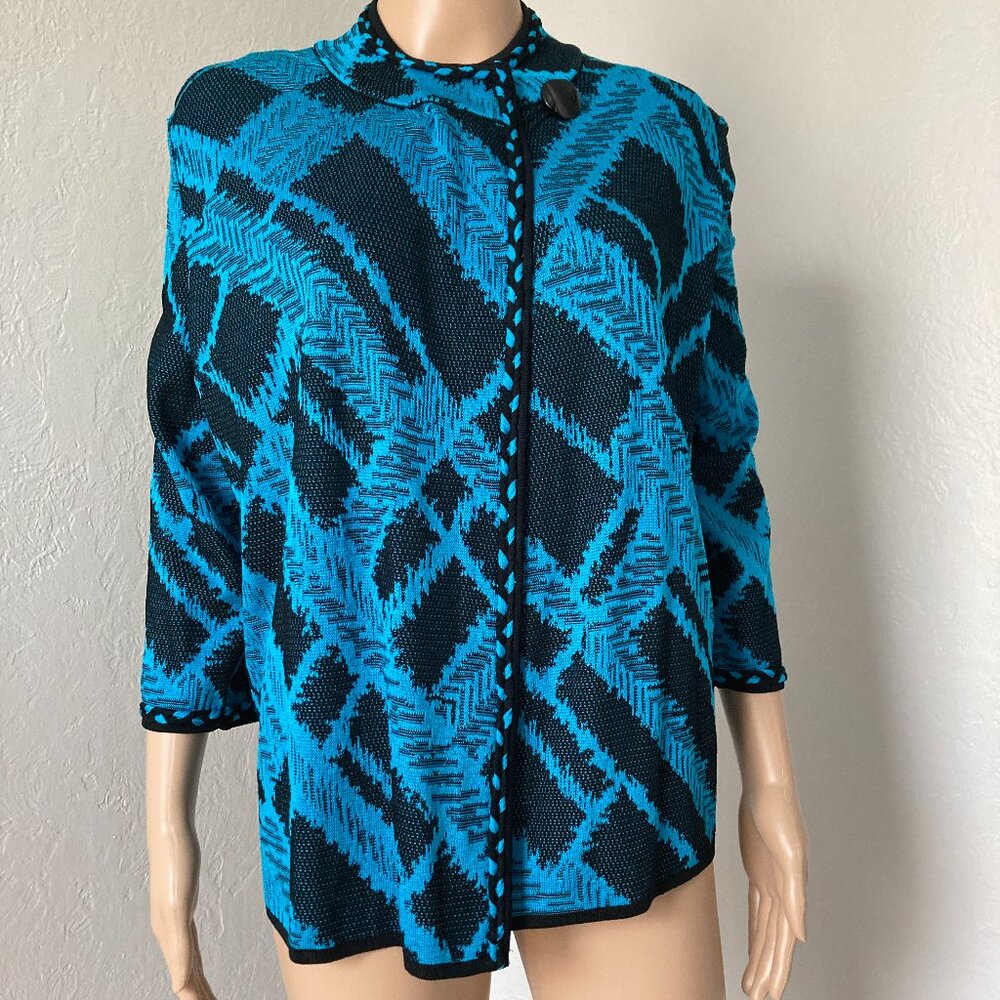 Ming Wang Teal & Black Jacket Extra Large XL
